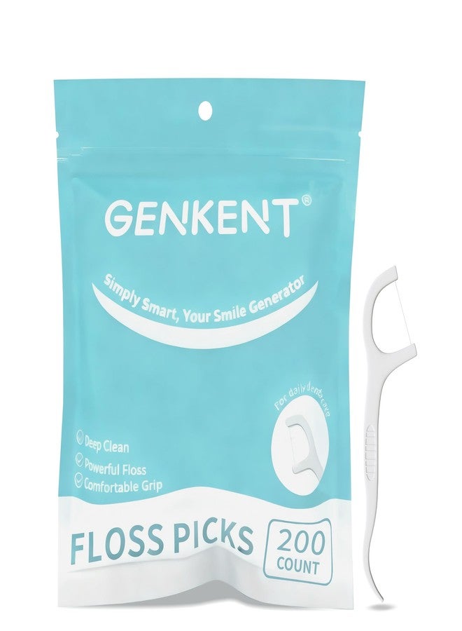 GENKENT Floss Picks, 200 Count Dental Tooth Picks Flossers, Teeth Cleaning Tools with Toothpicks - Image 1